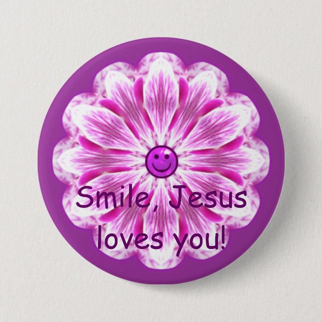 Badge Rond 7,6 Cm Le sourire, Jésus vous aime ! (Devant)
