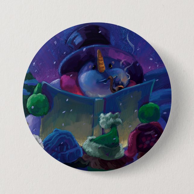 Badge Rond 7,6 Cm Lecture hivernale (Devant)