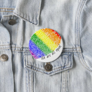Badge Rond 7,6 Cm L'empreinte de l'arc-en-ciel LGBT nous sommes un b