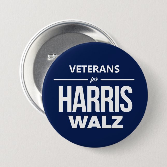 Badge Rond 7,6 Cm Les vétérans de Harris Walz (Devant & derrière)