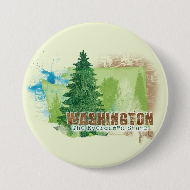 Badge Rond 7,6 Cm L'état à feuillage persistant (Devant)