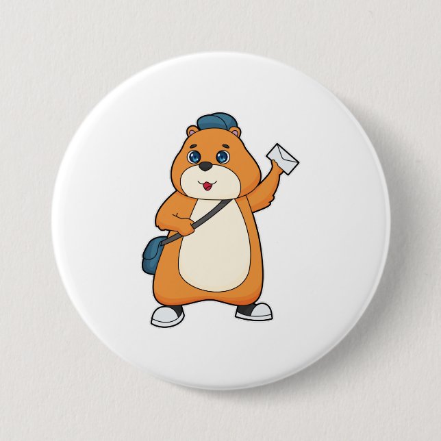 Badge Rond 7,6 Cm Lettre hamster Postman (Devant)