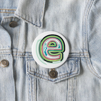 Badge Rond 7,6 Cm Lettre multicolore E Typographie moderne Abstraite
