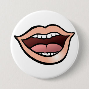 Badge Rond 7,6 Cm Lèvres Bouche Ouverte Dents Langue