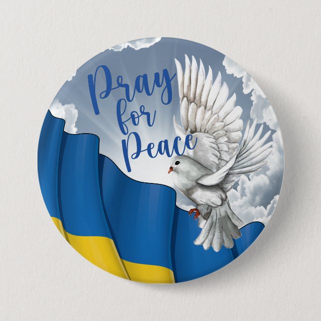 Badge Rond 7,6 Cm LG. Priez pour la paix en Ukraine (Devant)