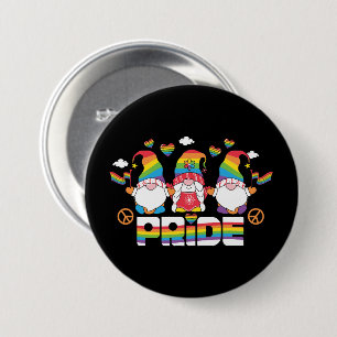 Badge Rond 7,6 Cm LGBTQ - Fierté - Gnome de jardin - Couleur arc-en-