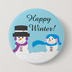 Badge Rond 7,6 Cm L'hiver est assez enneigé : bleu clair
