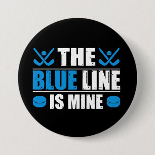 Badge Rond 7,6 Cm Ligne bleue de hockey