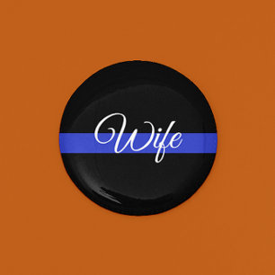 Badge Rond 7,6 Cm Ligne Bleue Mince : Femme de police