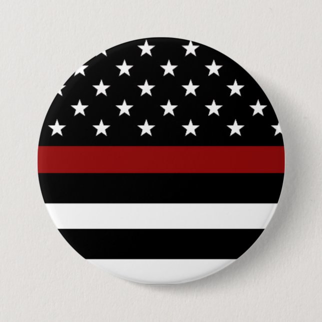 Badge Rond 7,6 Cm Ligne rouge mince des pompiers (Devant)