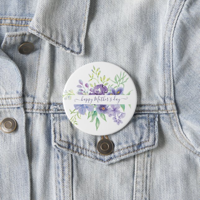 Badge Rond 7,6 Cm Lilac floral aquarelle personnalisé  (En situation)