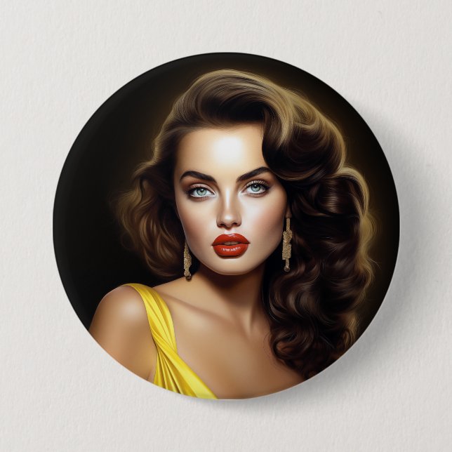 Badge Rond 7,6 Cm Lina - Super Modèle Latina! (Devant)
