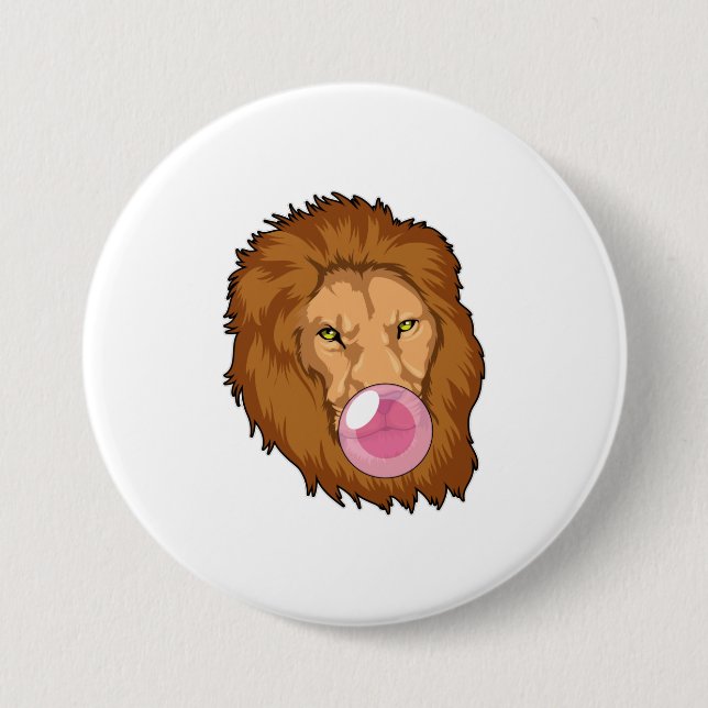Badge Rond 7,6 Cm Lion avec gomme Bubble (Devant)