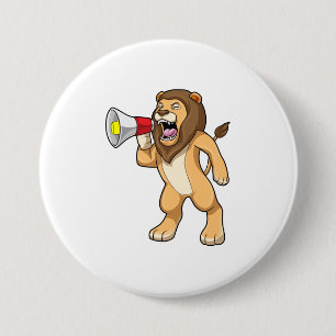 Badge Rond 7,6 Cm Lion avec microphone