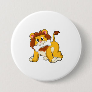 Badge Rond 7,6 Cm Lion avec os
