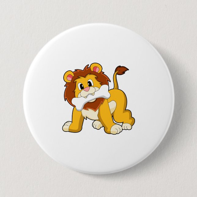 Badge Rond 7,6 Cm Lion avec os (Devant)