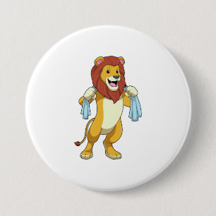 Badge Rond 7,6 Cm Lion avec serviette pour douche
