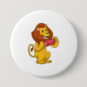 Badge Rond 7,6 Cm Lion avec viande