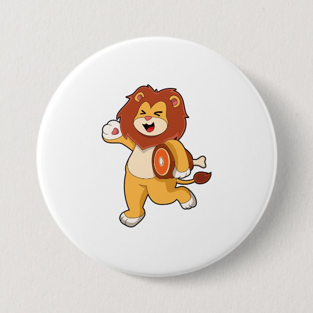 Badge Rond 7,6 Cm Lion avec viande (Devant)