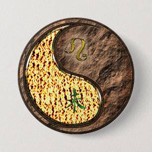 Badge Rond 7,6 Cm Lion & Chèvre Terre