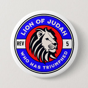 Badge Rond 7,6 Cm Lion de Juda qui a triomphé Jésus chrétien
