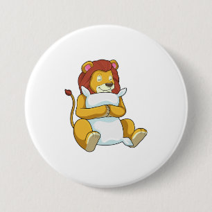 Badge Rond 7,6 Cm Lion dormant avec Coussin