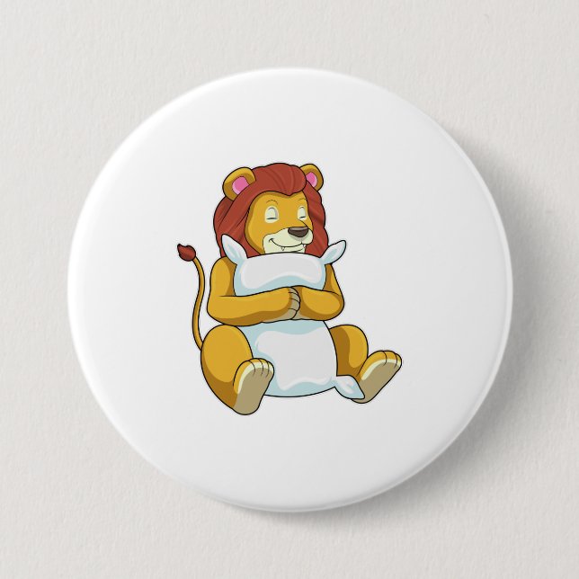 Badge Rond 7,6 Cm Lion dormant avec Coussin (Devant)