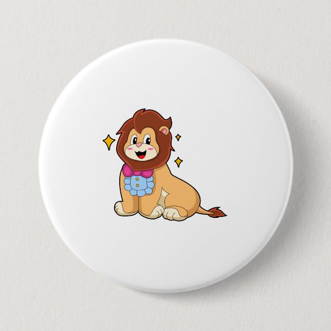 Badge Rond 7,6 Cm Lion en Gentleman avec Cravate.PNG (Devant)