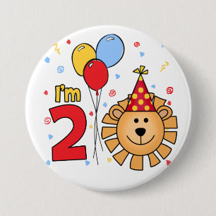 Badge Rond 7,6 Cm Lion Face 2e anniversaire