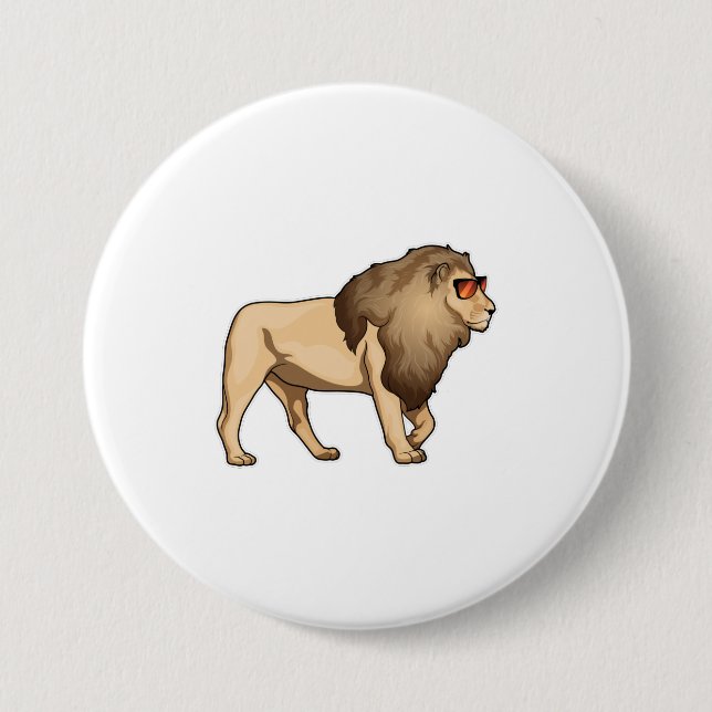 Badge Rond 7,6 Cm Lion Lunettes de soleil (Devant)