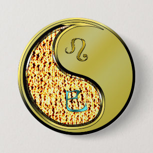 Badge Rond 7,6 Cm Lion & Serpent de Métal
