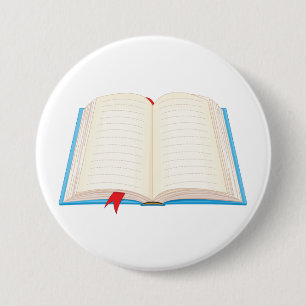 Badge Rond 7,6 Cm Livre ligné ouvert signet rouge