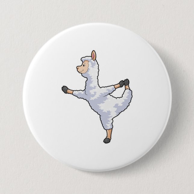 Badge Rond 7,6 Cm Llama au Yoga Fitness (Devant)