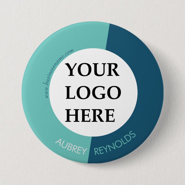 Badge Rond 7,6 Cm Logo simple personnalisé bleu vert (Devant)
