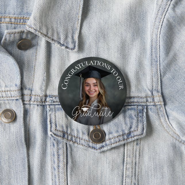 Badge Rond 7,6 Cm Loose Script Photo Graduation Félicitations Grad (En situation)