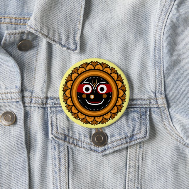 Badge Rond 7,6 Cm Lord Jagannath Dévotion - Hare Krishna (En situation)
