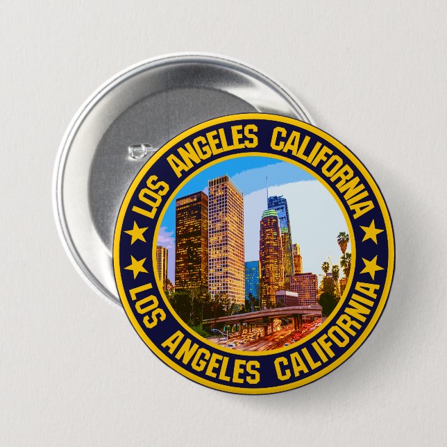 Badge Rond 7,6 Cm Los Angeles (Devant & derrière)