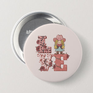 Badge Rond 7,6 Cm Love & Cowgirl Spirit - Vintage Style Country