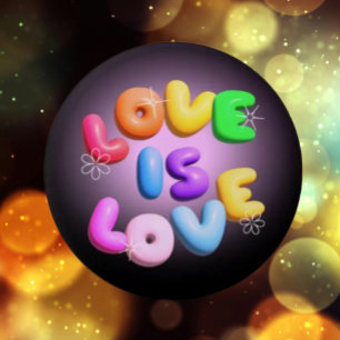 Badge Rond 7,6 Cm Love Is Love 3D Rainbow Pride Button