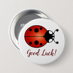 Badge Rond 7,6 Cm Lucky Ladybug Rouge Orange Noir Ladybird Bonne cha