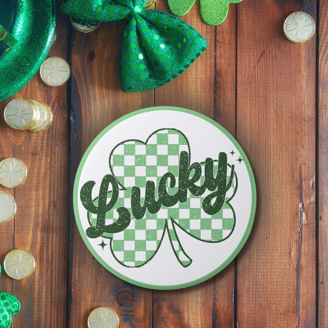 Badge Rond 7,6 Cm Lucky St Patrick's Day Shamrock rétro (Lucky St Patrick's Day Retro Shamrock Button)