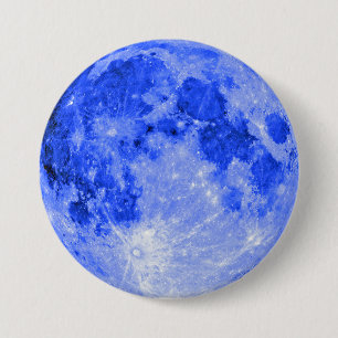Badge Rond 7,6 Cm Lune bleue