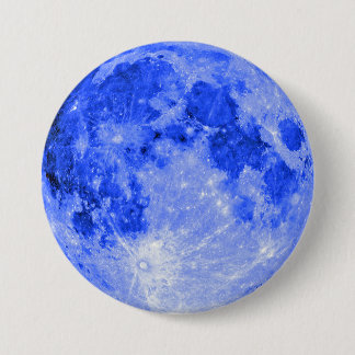 Badge Rond 7,6 Cm Lune bleue