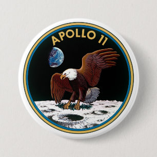 Badge Rond 7,6 Cm Lune Landing 50e anniversaire Apollo 11 Mission