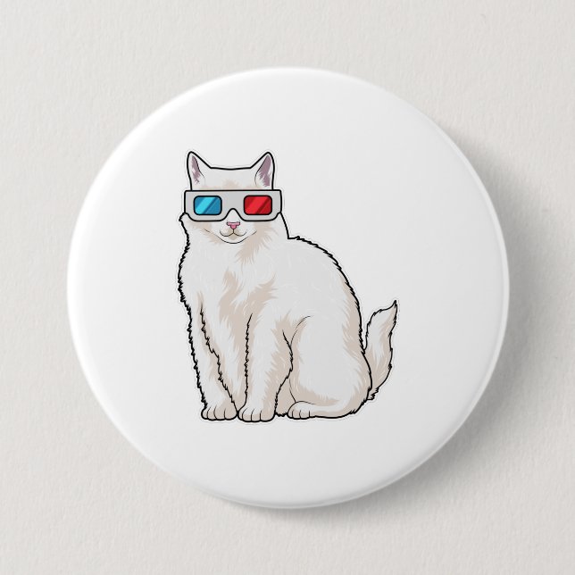 Badge Rond 7,6 Cm Lunettes de chat (Devant)