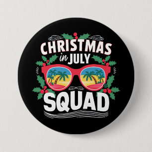 Badge Rond 7,6 Cm Lunettes de soleil Christmas In July Squad Été Pla