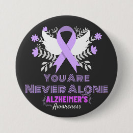 Badge Rond 7,6 Cm Lutte contre le Ruban d'Alzheimer Sensibilisation 
