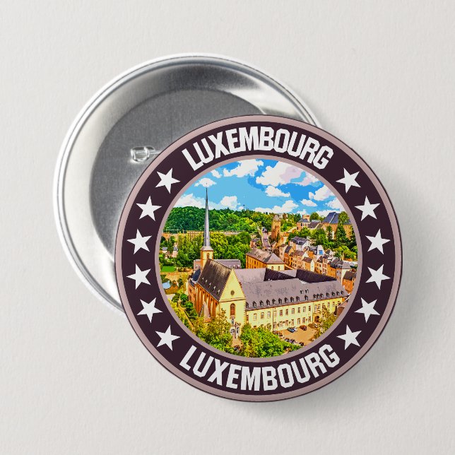 Badge Rond 7,6 Cm Luxembourg (Devant & derrière)