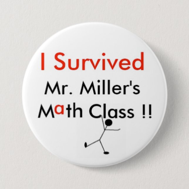 Badge Rond 7,6 Cm M. Millers Math Class (Devant)