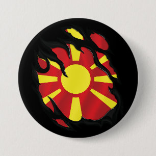 Badge Rond 7,6 Cm Macédoine déchiré